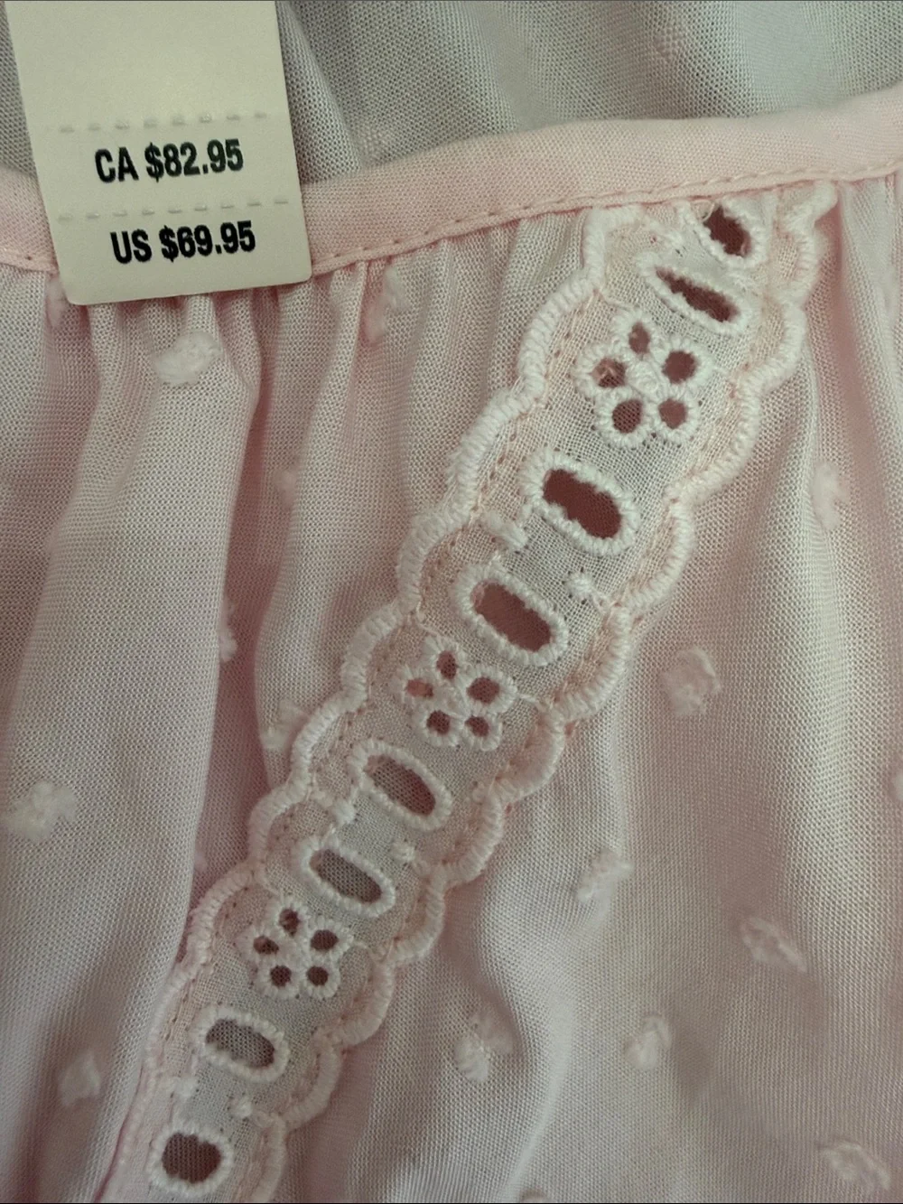 Victoria's Secret Light Pink Eyelet Cotton Sleep Set - Short Sleeve Top & Shorts - Picture 3 of 6